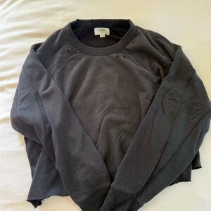 Aerie - Cropped Distressed Black Sweatshirt
